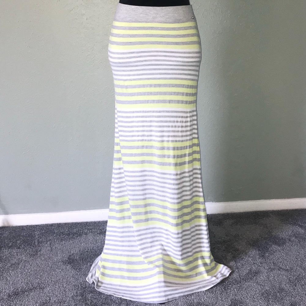 GUESS - striped maxi skirt (gray and neon green)